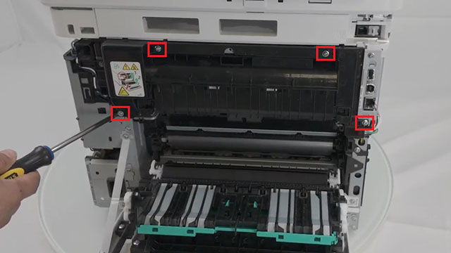 removing the fuser guide assembly on a hp m452