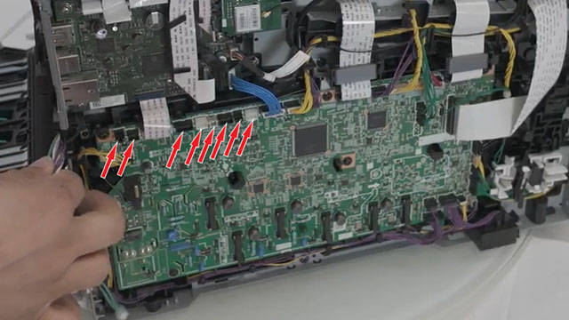 disconnecting the fuser cables from engine controller board on a hp m452