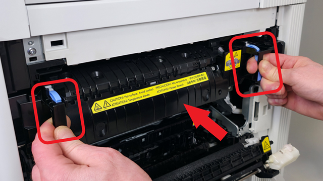 installing new fuser from a hp m652 printer