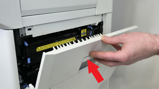 closing the right door assembly from a hp m652 printer