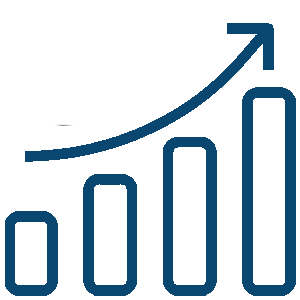 Performance or productivity icon with upward trend